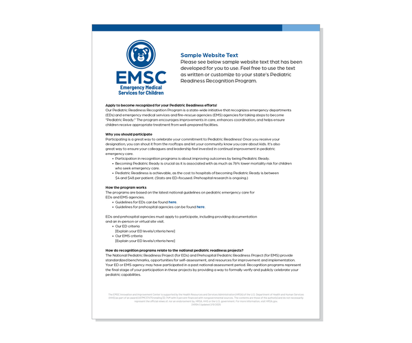 Recognition Program Website Text