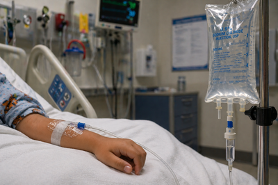 IV fluid child in hospital