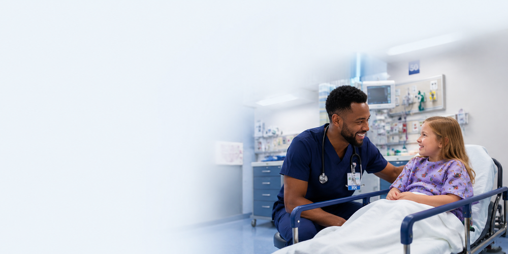 Nurse with a child in the ED banner 2