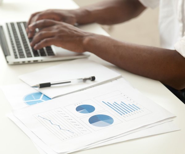 Researcher working at desk