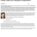 Family Child Care Emergency Preparedness