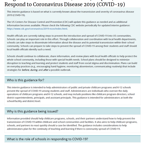 Coronavirus Disease 2019 (COVID-19) Interim Guidance for Administrators of US Childcare Programs and K-12 Schools