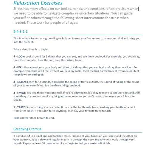 LA Dept of Health: Relaxation