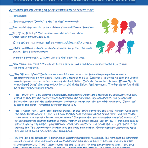 NCTSN: Simple Activities for Children and Adolescents