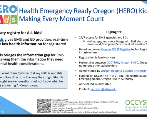Health Emergency Ready Oregon (HERO) Kids: Making Every Moment Count