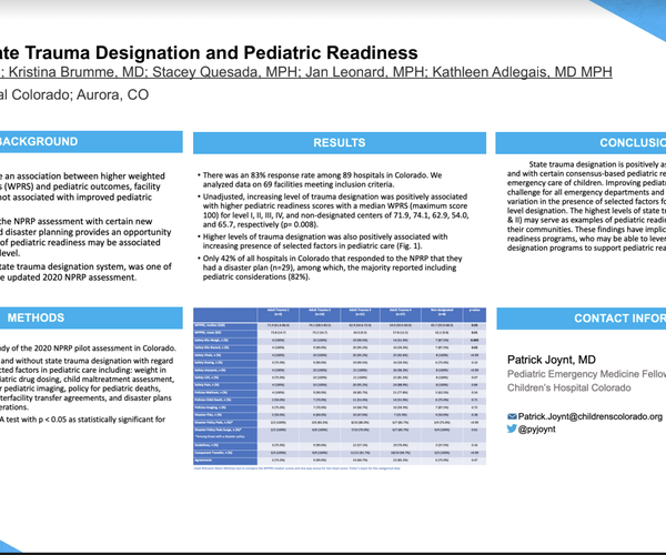 Colorado State Trauma Designation and Pediatric Readiness