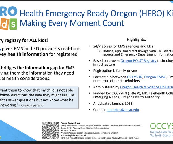 Health Emergency Ready Oregon (HERO) Kids: Making Every Moment Count
