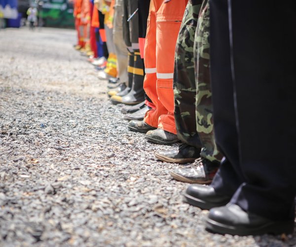 disaster first responders lined up