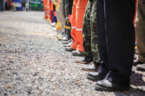disaster first responders lined up